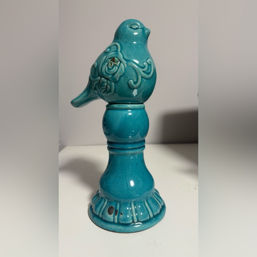 Turquoise Ceramic Bird Figurine